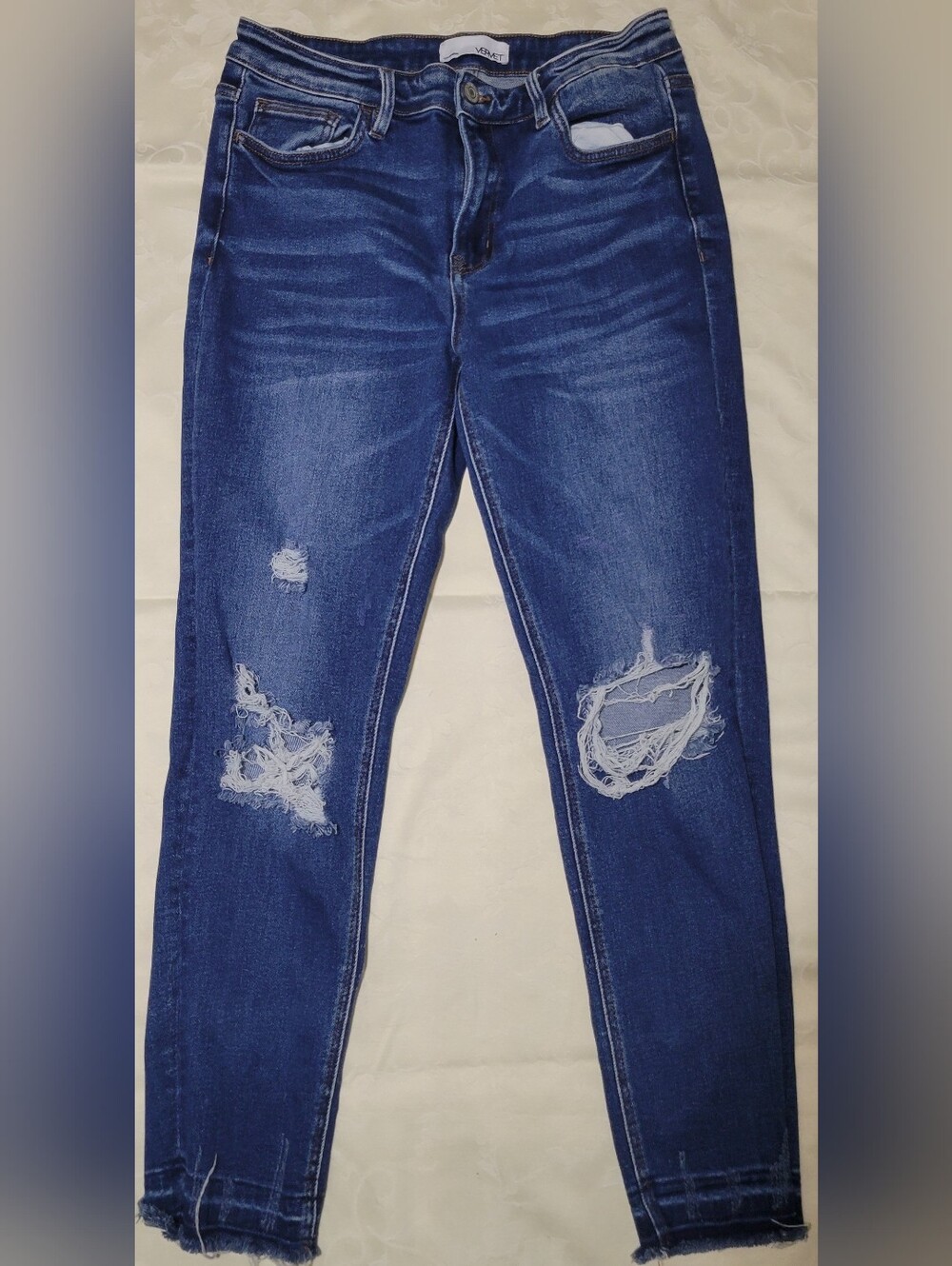 Vervet Los Angeles Women’s Jeans Size 30 Blue Distressed Skinny Ankle Raw Hem